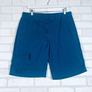 Woolrich Womens Bluestone Teal Cargo Shorts Size 12 Cotton Stretch 3509
